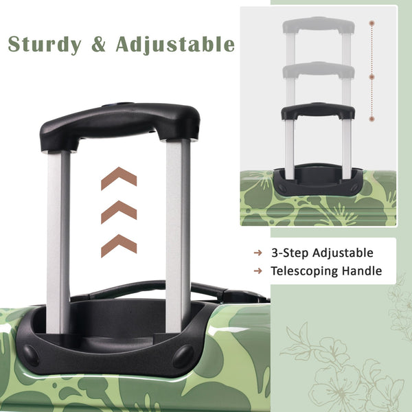 English Elm Hardshell Polycarbonate Luggage Set Three Piece Tsa Lock Spinner Travel Suitcases Green N732P306618F