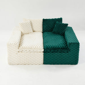 English Elm Luxury Color-Block Turtle Velvet Sofa - Versatile Seating For Stylish Living Rooms & Cozy Gatherings W3371S00053