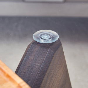 English Elm Round glass coffee table with tempered clear top, walnut MDF legs, adjustable anti-slip feet, modern centerpiece W1151P230572