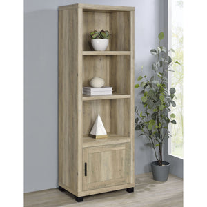 English Elm Vivek Distressed Pine Media Tower with 3 Open Shelves & Lower Cabinet, Rustic Engineered Wood Storage B062P375529