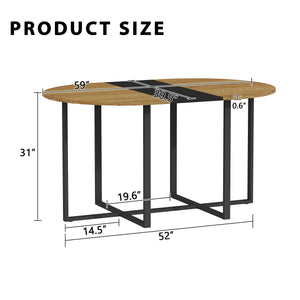 English Elm Sn-ovt150-6-wdbk Two-tone Oval Dining Table Wood Grain Mdf Top Modern Family Kitchen W3875P372896