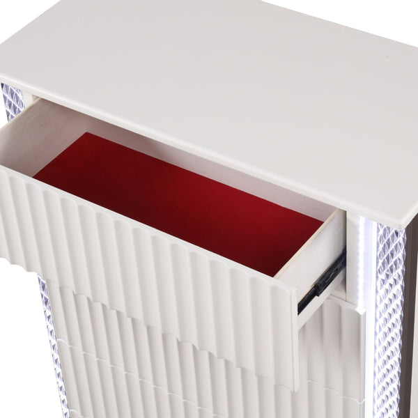 English Elm Fabio Contemporary Queen 5Pc Bedroom Set With Led Lighting, Diamond Accents & White Wood Finish P1 B009S01809-GIGA