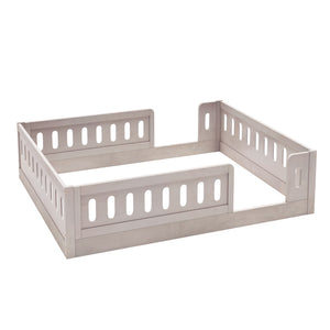 English Elm Wood Full Size Kids Platform Bed Solid Pine Guardrail Low Profile Safe Sleep Frame Natural N709P321458N