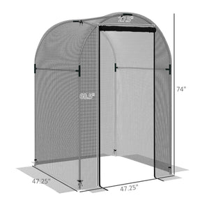 English Elm Outsunny Walk-in Crop Cage Galvanized Steel Frame Mesh Netting Garden Bed Cover W2225P174486