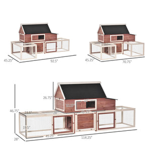 English Elm Wooden Fir Backyard Hen House with Dual Runs Nesting Box and Three Layout Options T3971S00227