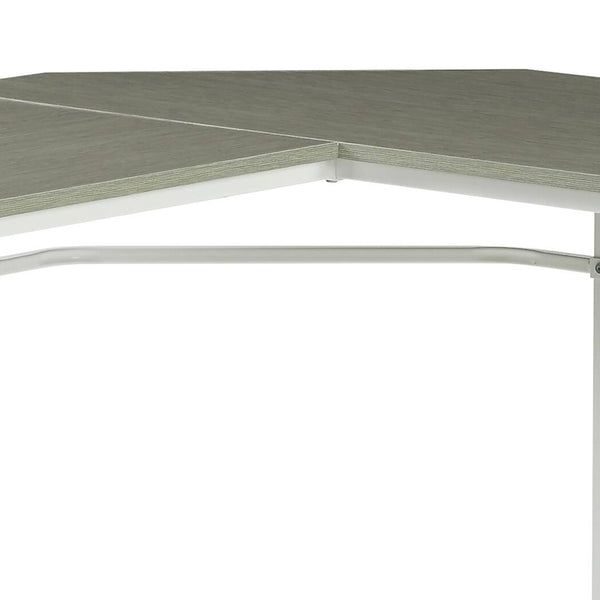 English Elm Grey Modern Writing Desk with Industrial Metal Sled Base, Spacious Wood Top for Home Office Use Grey+White B062P184557