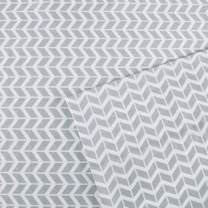 JLA Home Intelligent Design - Printed Microfiber Sheet Set with Vivid Chevron Print, OEKO-TEX, Antimicrobial, Wrinkle-Resistant Finish Grey ID20-290