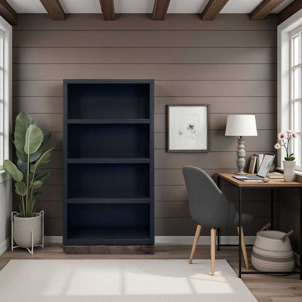 English Elm Nora Modular 60" High Bookshelf – Fully Assembled Two-Tone Alder & Poplar Shelving for Stylish Storage Black B108P345204