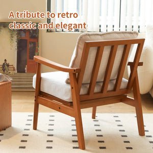 English Elm Cute Fabric Armchair Solid Wood Frame Compact Upholstered Seat for Bedroom or Apartment White W2105P420762