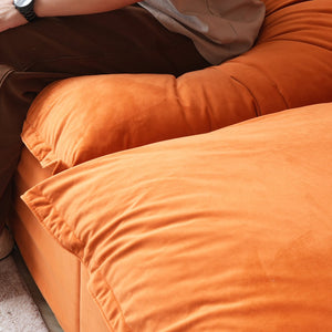 English Elm Sky Cloud Sectional Sofa with Cloud-Like Comfort, Modular L-Shaped Velvet Seating, Removable Covers, Storage Ottoman Orange B341S00020