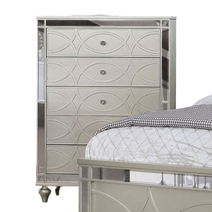 English Elm Contemporary Modern Two-Tone Chest with Concealed Pulls, High-Gloss Finish and Asymmetric Design Silver 40 L x 22 W x 52 H B2741P387140