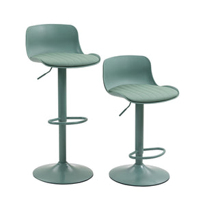 English Elm Bar Stools Set of 2 Adjustable Swivel Pu Leather Kitchen Island Seating with Back Mint Green W676P358684