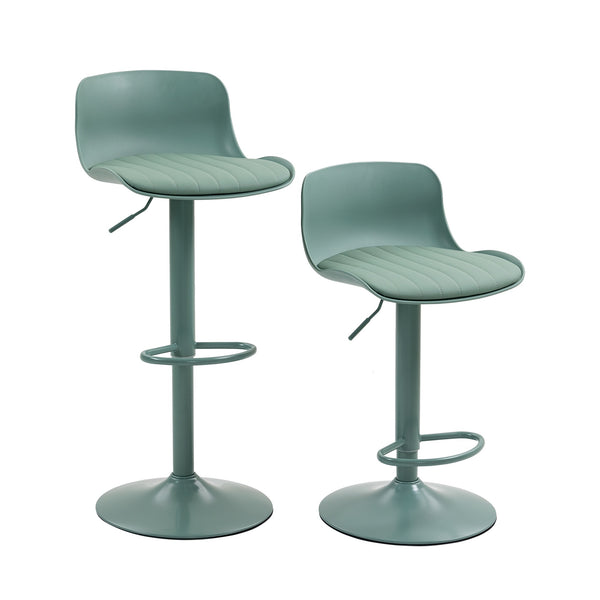 English Elm Bar Stools Set of 2 Adjustable Swivel Pu Leather Kitchen Island Seating with Back Mint Green W676P358684