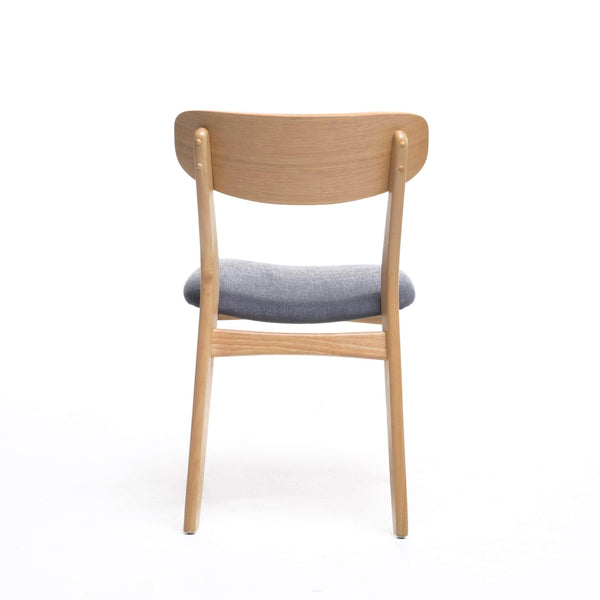 English Elm [video] Set of 2 Minimalist Dining Chairs with Cushioned Seats and Oak Rubberwood Legs N759P371095E