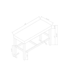 English Elm Marcello Brown Bar Table Set with Faux Marble Top, Upholstered Stools & Bench, Sturdy Storage B201S00441