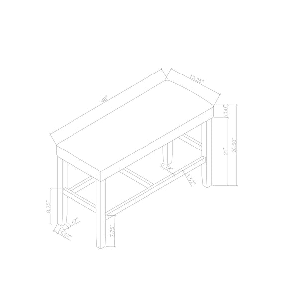 English Elm Marcello Brown Bar Table Set with Faux Marble Top, Upholstered Stools & Bench, Sturdy Storage B201S00441