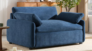 English Elm 50*43" Oversized Chenille Armchair Deep Lounge Seat Modern Minimalist Living Room Chair Blue N723S5042P