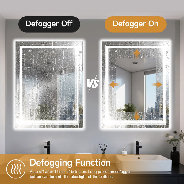 English Elm 28X36 Inch Frameless Led Smart Bathroom Mirror With Adjustable Lighting & Anti-Fog Features T3757P347016