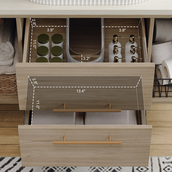 English Elm Modern 38.2" Wall-Mounted Bathroom Vanity With Oval Sink, Floating Design, Soft-Close Drawers & Storage W3136S00012