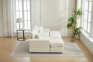 English Elm Modern Sectional Couch - Cozy 2-Piece Corduroy Slipcovers With Throw Pillows For Stylish Living Spaces W2915S00030