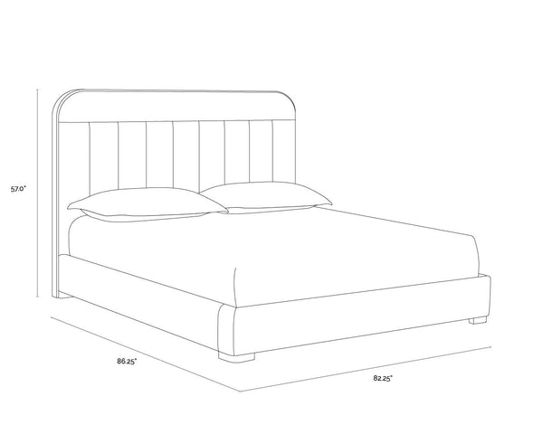 Sunpan Davina Modern Bed with Stylish Tufted Headboard and Antique Brass Accents for Ultimate Comfort King