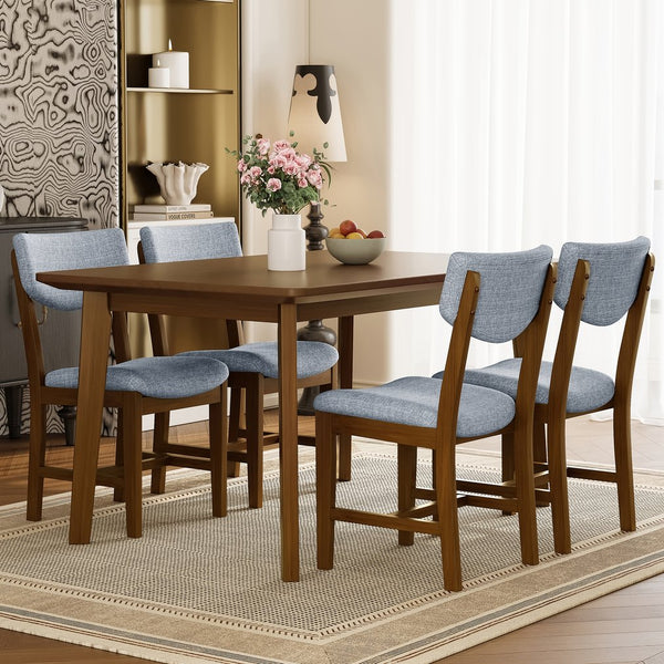 English Elm Rustic Minimalist Rubberwood Dining Table with Tapered Legs for Small Apartment Spaces Walnut N752P368503D