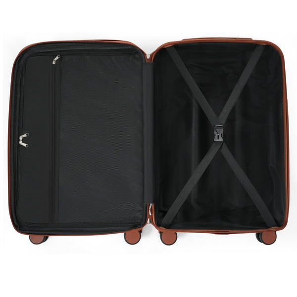 English Elm Luggage 3 Piece Abs Hard Shell Set with Usb Port Front Access and Spinner Wheels White N726P307555O