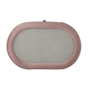 English Elm 1pc Pink Velvet Nightstand with Sandblasted Glass Top, Art Deco Two Drawers, Chrome Legs - Luxurious Bedroom Accent B2741P321723