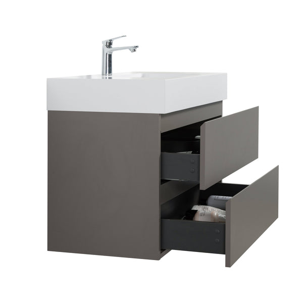 English Elm Alice 36" Gray Wall-Mounted Bathroom Vanity With Pre-Assembled Sink, Stylish Storage & Minimalist Design W1865S00006