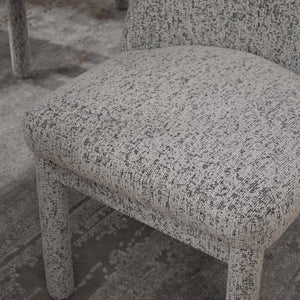 English Elm 21.46" Modern Chenille Dining Chair Set of 4 with Curved High Back, Rubberwood Legs, Comfortable Foam Seat White+Black W3189S00006