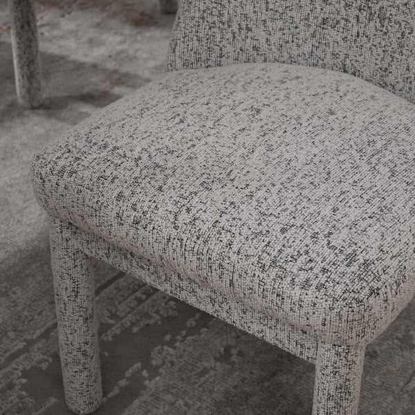 English Elm 21.46" Modern Chenille Dining Chair Set of 4 with Curved High Back, Rubberwood Legs, Comfortable Foam Seat White+Black W3189S00006