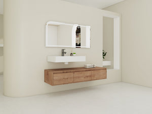 English Elm 60-Inch Wall-Mounted Bathroom Vanity With Stylish Resin Sink, Soft-Close Drawers & Modern Design W999S00355
