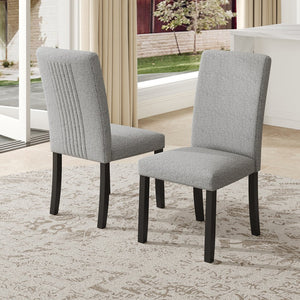 English Elm Modern Tufted Dining Chairs Set of 4 Linen Upholstered with Rubberwood Legs Gray N752P245708E