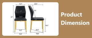 English Elm Set of 6 Pu Leather Dining Chairs with Gold Metal Legs for Glam Modern Rooms W1151P359615