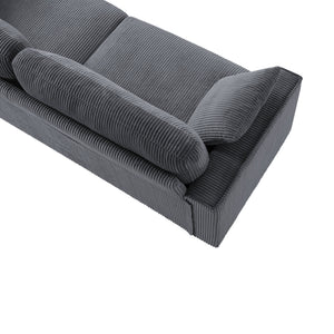 English Elm 81.8"corduroy Ribbed Upholstered 2-seater Sofa with Iron Wood Frame for Living Room Gray W5515P488194
