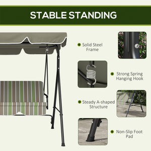 English Elm Outsunny 3 Person Porch Swing with Steel A-frame Uv Canopy and Cushioned Outdoor Seating W2225P200601