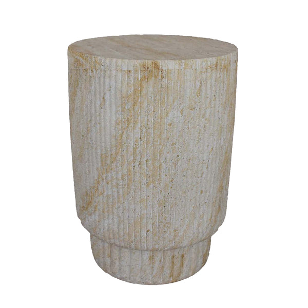 English Elm Archi Fluted Column Resin Plant Stand with Marbled Stone Finish for Indoor Outdoor Use B056P416934