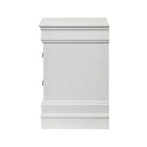English Elm 2-drawer Nightstand White Lacquer Finish Bracket Feet Molded Trim Bedroom Storage B016P453459