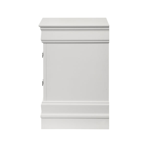 English Elm 2-drawer Nightstand White Lacquer Finish Bracket Feet Molded Trim Bedroom Storage B016P453459