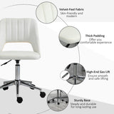 English Elm Vinsetto Modern Mid Back Office Chair With Velvet Fabric, Swivel Computer Armless Desk Chair With Hollow Back Design For Home Office, Cream White