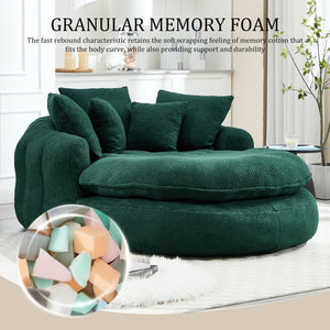 English Elm Oversized Memory Foam Chenille Bean Bag Sofa with Ergonomic Back Support, 3 Large & 2 Small Pillows Emerald W395P359413
