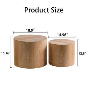 English Elm Nesting Coffee Tables Set of 2 Round Mdf Modern Industrial Accent for Living Room W3081P440055