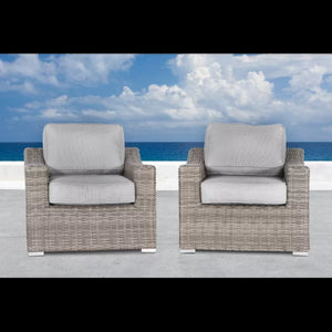 English Elm Fully Assembled Wicker Patio Chair Set With Plush Cushions For Effortless Outdoor Comfort & Style B120S00004