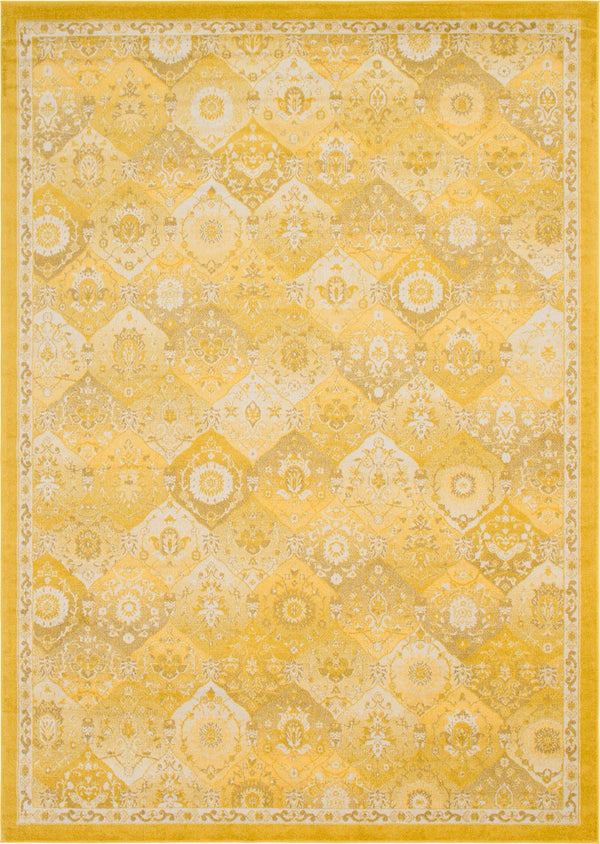 Unique Loom Penrose Blake Machine Made Trellis Rug Yellow, Beige/Ivory 10' 0" x 14' 1"