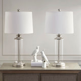 Clarity Casual Glass Cylinder Table Lamp Set of 2