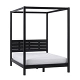 Minimalist Boho Full Canopy Bed with Simple Headboard Black ISLB6BBL Walker Edison