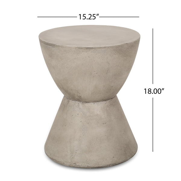 English Elm Christopher Knight Home® - Outdoor Mgo Side Table - Stylish Light Grey Hourglass Design For Your Patio Or Balcony Decor N773P351014G