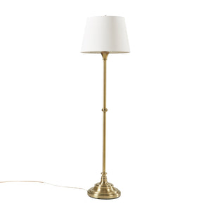 JLA Home Hampton Hill - Floor Lamp Aelorian 59" Antique Brass with Off-White Empire Shade, LED Warm Light for Living Rooms MT154-0070