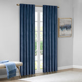 510 Design Colt Modern/Contemporary Room Darkening Metallic Printed Poly Velvet Rod Pocket/Back Tab Window Panel Pair 5DS40-0160 Navy