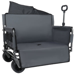 English Elm 3-in-1 Convertible Folding Utility Wagon with Bench Seat Carbon Steel Heavy Duty Gray W2932P312717